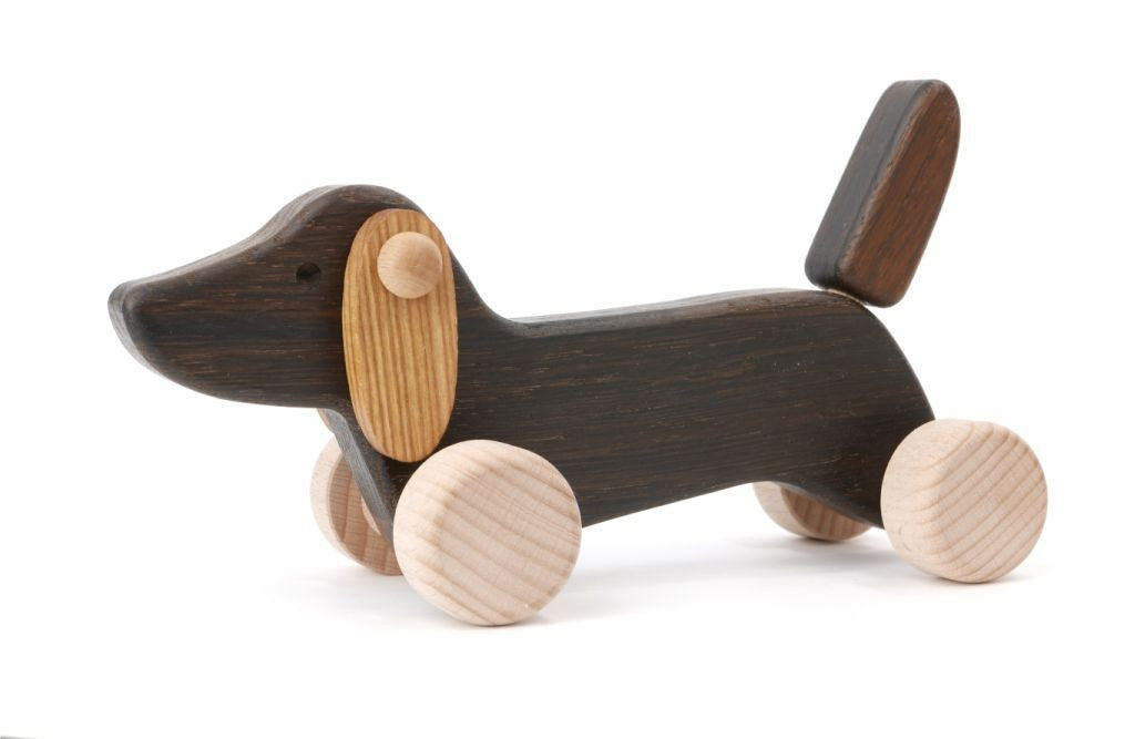 Dackel auf Rädern - Holzspielzeughund