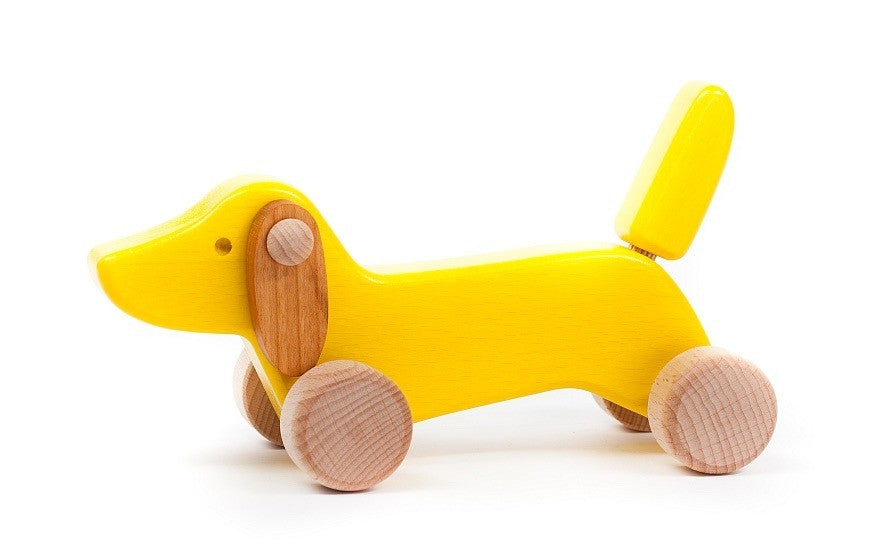Dackel auf Rädern - Holzspielzeughund