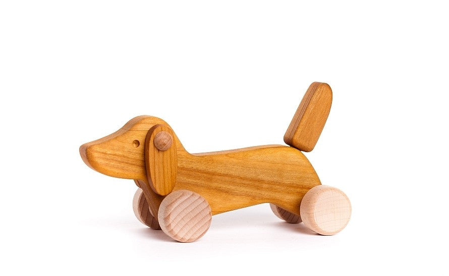 Dackel auf Rädern - Holzspielzeughund