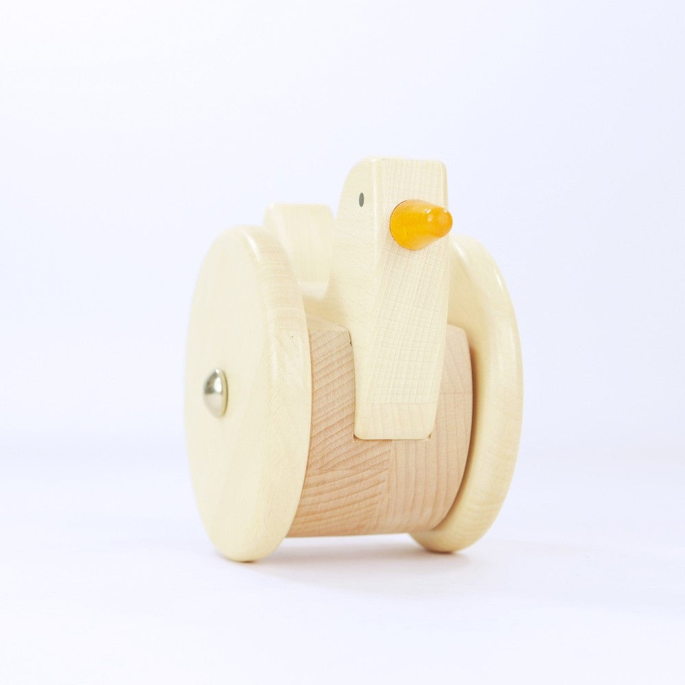 Wooden hen on wheels (roly-poly toy)