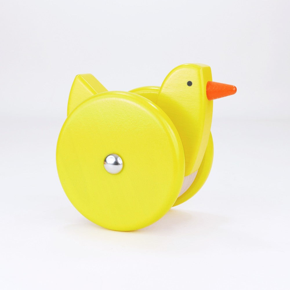 Wooden hen on wheels (roly-poly toy)