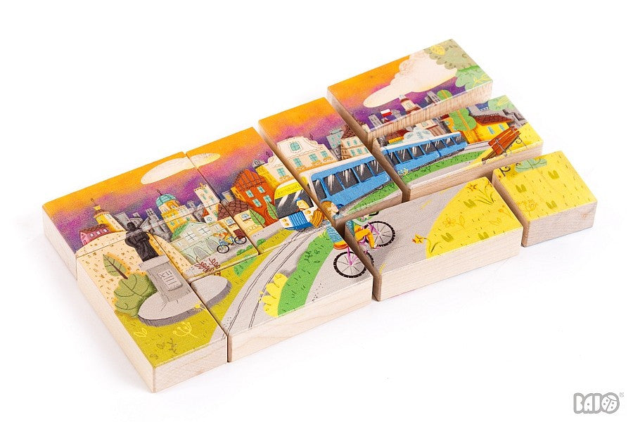 Dwustronne puzzle miasto i plaża