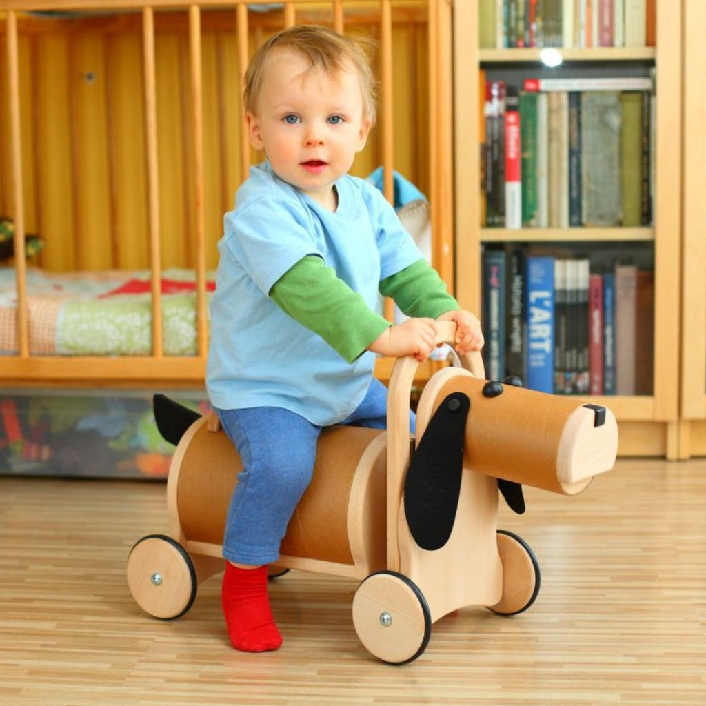 Ride-on dog - felt ears and tail