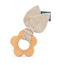 Beißring aus Holz - Blume (Hanfstoff)