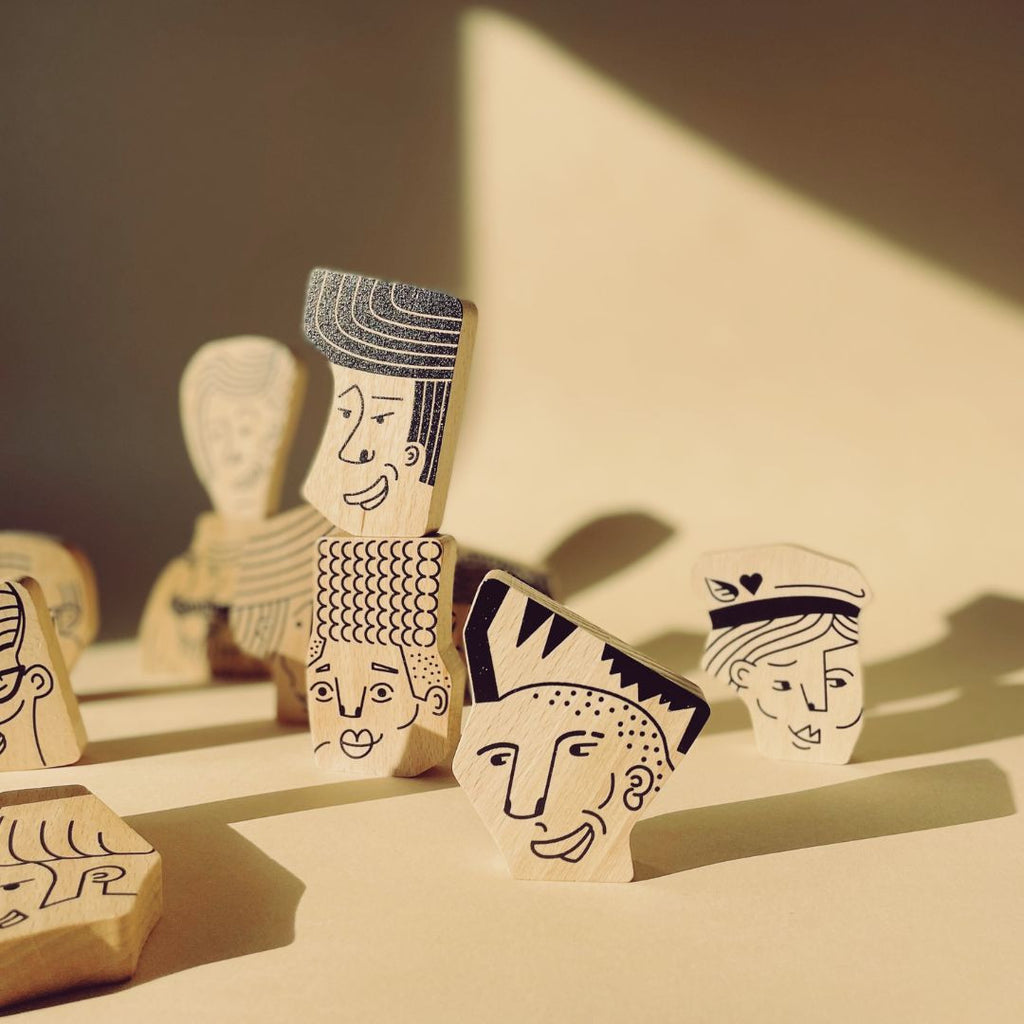 Doppelseitiges Gedränge-Puzzle – 28 Gesichter