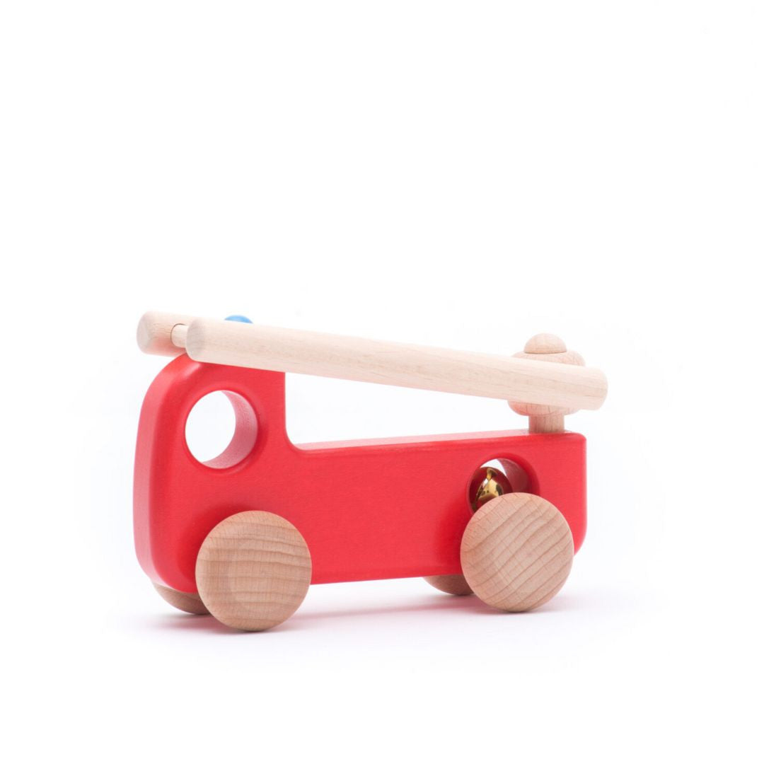 Fire truck with a bell and a movable ladder