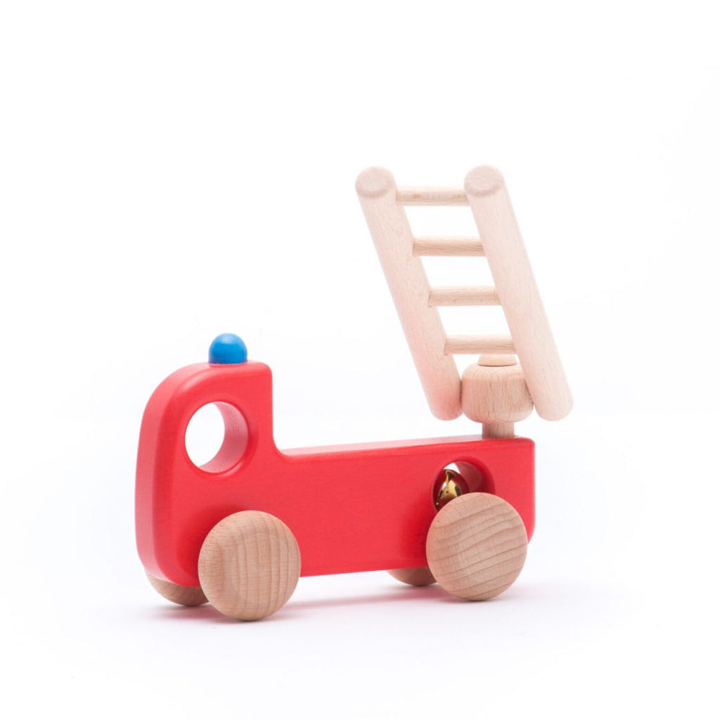 Fire truck with a bell and a movable ladder