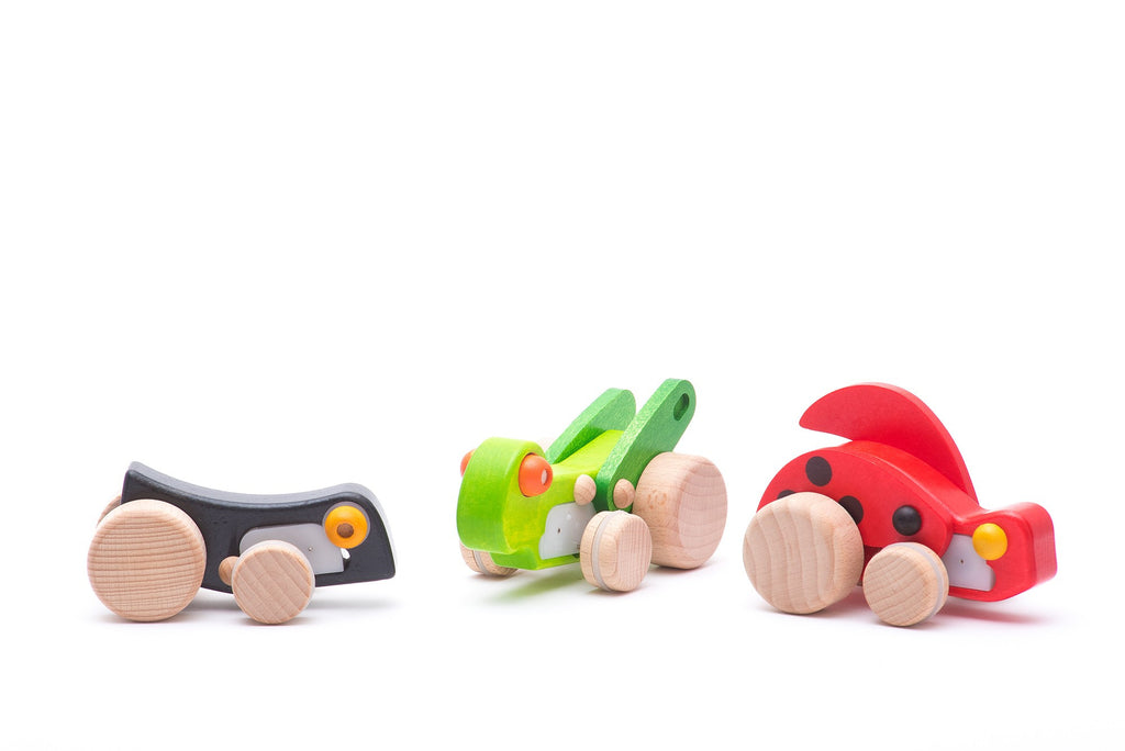 Wooden ladybug with pull-back action