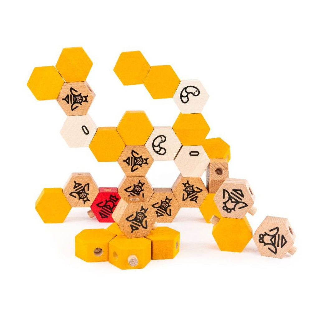 Beehive with bees - building blocks