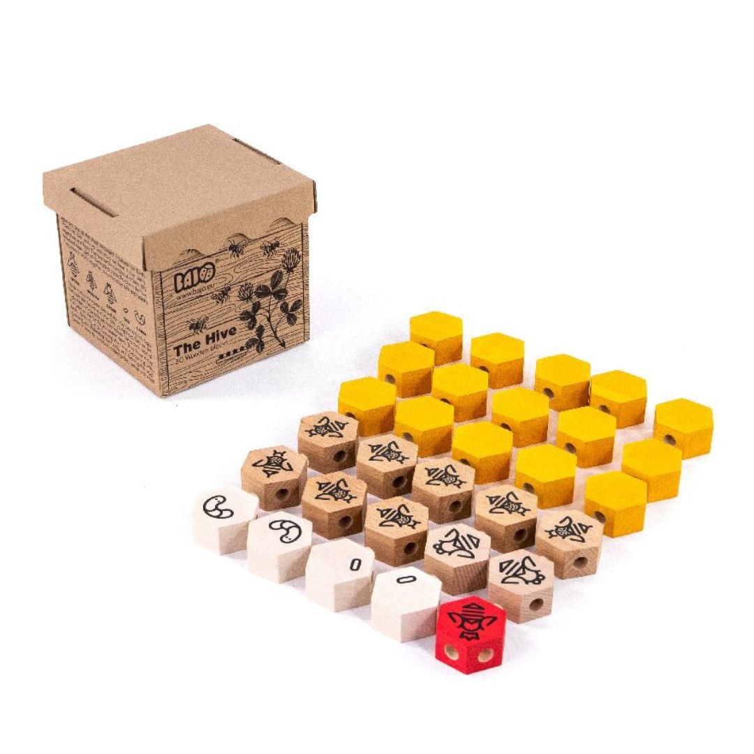 Beehive with bees - building blocks