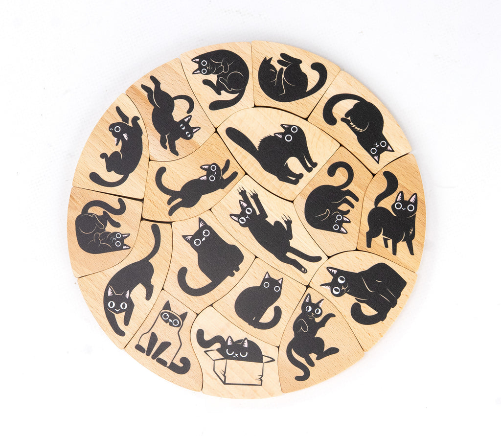 Zweiseitiges rundes Katzenpuzzle