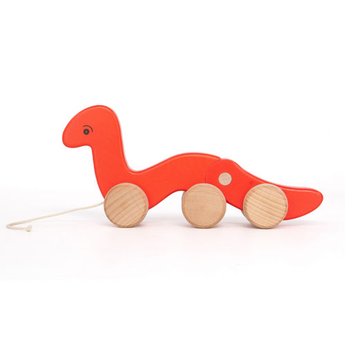 Wooden caterpillar on wheels